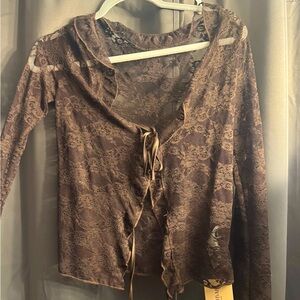 Brown floral Tie top